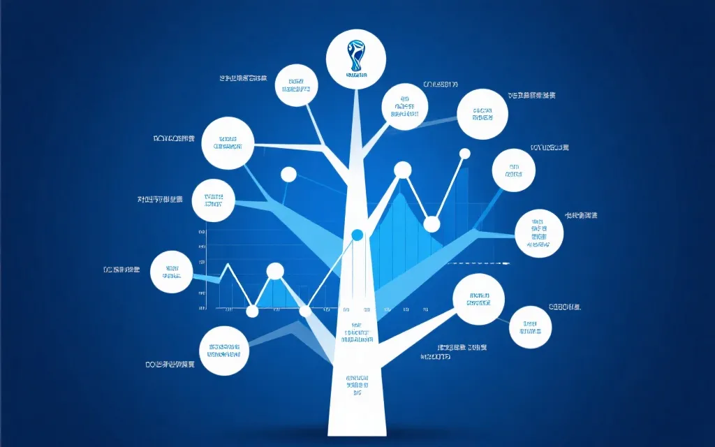 世界杯淘汰赛对阵树与概率气泡图的视觉示意